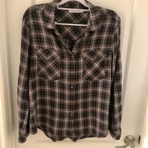 BILLY T vintage look with muted grays and other colors. Tie up back. EUC SZ L